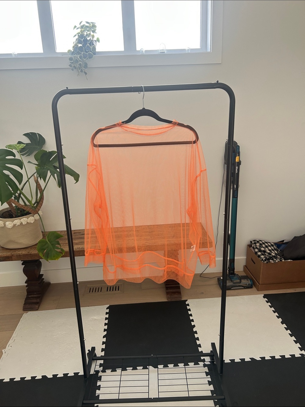 KAHEV Sheer Orange Mesh Top